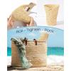 imageFURTALK Womens Straw Sun Visor Hats Wide Brim UV Protection Summer Beach Hat Roll Up Ponytail Travel Sun HatKhaki