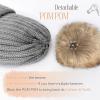 imageFURTALK Womens Winter Beanie Hat Fleece Lined Faux Fur Pom Pom Knitted Warm Beanie for Women05fog Gray