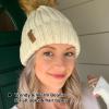 imageFURTALK Womens Winter Beanie Hat Fleece Lined Faux Fur Pom Pom Knitted Warm Beanie for WomenBeige