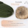 imageFURTALK Womens Winter Beanie Hat Fleece Lined Faux Fur Pom Pom Knitted Warm Beanie for WomenPine Green