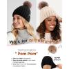 imageFURTALK Womens Winter Beanie Hat Satin Lined Faux Fur Pom Pom Beanies Hat for Women Winter Warm Knit HatsBlack