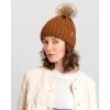 imageFURTALK Womens Winter Beanie Hat Satin Lined Faux Fur Pom Pom Beanies Hat for Women Winter Warm Knit HatsCamel