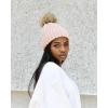imageFURTALK Womens Winter Beanie Hat Satin Lined Faux Fur Pom Pom Beanies Hat for Women Winter Warm Knit HatsPink