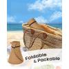 imageWomens Sun Visor Hats Wide Brim Straw Beach Hat UV Protection Ponytail Packable Beach Vacation EssentialsBeige