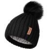 imageFURTALK Womens Winter Beanie Hat Fleece Lined Faux Fur Pom Pom Knitted Warm Beanie for Women02black