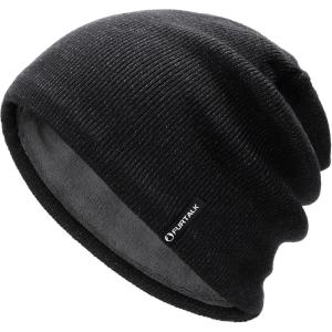 imageFURTALK Winter Beanie Hat Men Women Fleece Lining Winter Hats Windproof Knitted Warm Stretchable Cuffless BeanieDark Grey