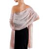 imageFURTALK Shawl Wraps for Women Silver Shawls and Wraps for Evening Dresses Sparkling Wedding Party Shawl GiftPink