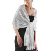 imageFURTALK Shawl Wraps for Women Silver Shawls and Wraps for Evening Dresses Sparkling Wedding Party Shawl GiftWhite