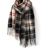 imageFURTALK Winter Warm Scarf for Women Cashmere Feel Shawl Wraps Tassel Plaid Oversized ScarvesBlackwhite