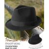 imageFURTALK Fedora Hats for Men Women Short Brim Felt Trilby Hat with Ribbon Adjustable SizeBlack