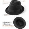 imageFURTALK Fedora Hats for Men Women Short Brim Felt Trilby Hat with Ribbon Adjustable SizeBlack