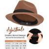 imageFURTALK Fedora Hats for Men Women Short Brim Felt Trilby Hat with Ribbon Adjustable SizeBrown