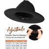 imageFURTALK Fedora Hats for Men Women Wide Brim Felt Panama Dress Hat with Belt Buckle Adjustable SizeBlack