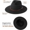 imageFURTALK Fedora Hats for Men Women Wide Brim Felt Panama Dress Hat with Belt Buckle Adjustable SizeBlack