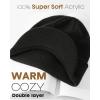imageFURTALK Mens Beanie with Brim Thick Knitted Acrylic Beanie for Men Women Warm Outdoor Winter HatBlack