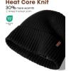 imageFURTALK Satin Lined Knit Beanie for Men Women Winter Hats Silk Lining Slouchy Warm Cuffed CapBlack