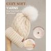 imageFURTALK Satin Lined Winter Hats for Women Men Knit Beanie Hat Warm Pom Pom CapBeige
