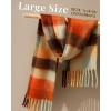 imageFURTALK Winter Plaid Scarf for Women Oversized Chunky Thick Blanket Scarves Warm Colorful Long WrapOrangegrey