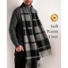 imageFURTALK Winter Scarf for Men Long Soft Warm Scarves Plaid Tassel Scarf for MenBlackgrey