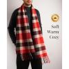 imageFURTALK Winter Scarf for Men Long Soft Warm Scarves Plaid Tassel Scarf for MenRedblack