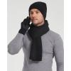 imageFURTALK Winter Warm Knit Beanie Hat Long Scarf Touchscreen Gloves Set Fleece Lined Skull Cap for Men WomenBlack