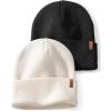 imageFURTALK Beanies Hats Men Women Unisex Cuffed Winter Hat Plain Warm Beanies Skull Cap 2 PackBlackwhite