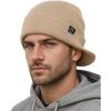 imageFURTALK Mens Beanie with Brim Thick Knitted Acrylic Beanie for Men Women Warm Outdoor Winter HatKhaki