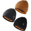 imageFURTALK Winter Hats for Men Women 3 Pack Winter Beanies Knitted Warm Thermal Fleece LinedBlackgreybrown