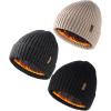 imageFURTALK Winter Hats for Men Women 3 Pack Winter Beanies Knitted Warm Thermal Fleece LinedBlackgreykhaki