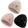 imageFURTALK Winter Hats for Women Knitted Beanie Fashinable Winter Skull CapsBlackbeigepink
