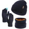 imageFURTALK Winter Knit Beanie Hat Sacrf Touch Screen Gloves Set Soft Fleece Lining Warm Beanie Unisex Winter SetNavy Blue