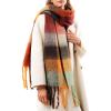 imageFURTALK Winter Plaid Scarf for Women Oversized Chunky Thick Blanket Scarves Warm Colorful Long WrapOrangegrey