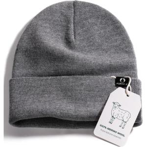 imageFURTALK 100 Merino Wool Beanie Hat for Men Women Warm Winter Hat Double Layer Knitted BeaniesGrey