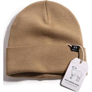 imageFURTALK 100 Merino Wool Beanie Hat for Men Women Warm Winter Hat Double Layer Knitted BeaniesKhaki