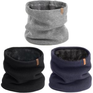 imageFURTALK 3 Pack Winter Scarf for Men Neck Gaiter Women Face Cover Neck Warmer Cold Weather Thick Warm ScarvesBlackgreynavy