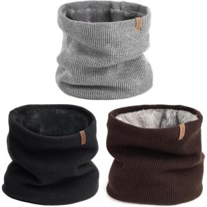 imageFURTALK 3 Pack Winter Scarf for Men Neck Gaiter Women Face Cover Neck Warmer Cold Weather Thick Warm ScarvesGreycoffeeblack
