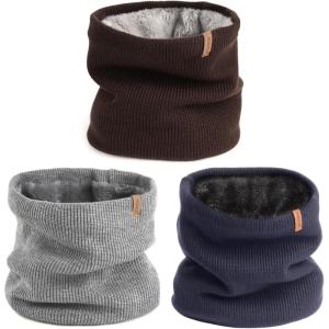 imageFURTALK 3 Pack Winter Scarf for Men Neck Gaiter Women Face Cover Neck Warmer Cold Weather Thick Warm ScarvesGreynavycoffee