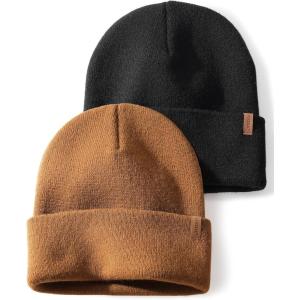 imageFURTALK Beanies Hats Men Women Unisex Cuffed Winter Hat Plain Warm Beanies Skull Cap 2 PackBlackbrown
