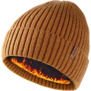 imageFURTALK Double Layer Winter Hats for Men Women Beanie Thick Cuffed Warm Ski HatsBrown