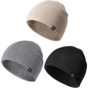 imageFURTALK DoubleLayer Beanie Hats Men Women Ultra Soft Stretchy Cuffless Winter Hat Unisex Warm Thick Beanie Cap Winter HatBlackgreykhaki