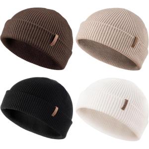 imageFURTALK Fisherman Beanie for Men Women  Knitted Unisex Winter Hat with Stretchy Comfort Outdoor AllDay WarmthBlackwhitecoffeekhaki