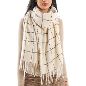 imageFURTALK Plaid Winter Scarf for Women Soft Cashmere Feel Shawls Wraps Warm Womens Large Chunky ScarvesBeige