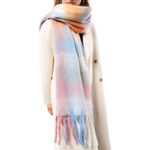 imageFURTALK Winter Plaid Scarf for Women Oversized Chunky Thick Blanket Scarves Warm Colorful Long WrapPinkgrey