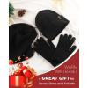 imageFURTALK Womens Winter Hat Scarf Gloves Set Knitted Thick Beanie Touchscreen Gloves Neck Warmer for Men WomenBlack