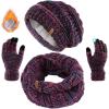 imageFURTALK Womens Winter Hat Gloves Scarf Set Gift Slouchy Beanie Touchscreen Gloves for WomenMulticolor