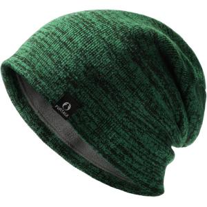 imageFURTALK Winter Beanie Hats for Men Women Warm Fleece Lined Double Layer Skull Cap Unisex Soft Slouchy BeanieGreenblack Mixed