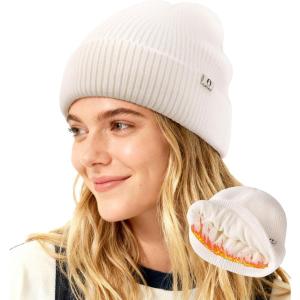 imageFURTALK Winter Hat for Women Men Fleece Lined Beanie Warm Cuffed Slouchy Skull CapBeige