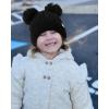 image:imageFURTALK Girls Winter Beanie Hat with Double Knitted Pom Pom Warm Fleece Lined Knit Soft Skull Cap for Toddler KidsBlack