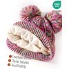 image:imageFURTALK Girls Winter Beanie Hat with Double Knitted Pom Pom Warm Fleece Lined Knit Soft Skull Cap for Toddler KidsMulticolor