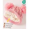 image:imageFURTALK Girls Winter Beanie Hat with Double Knitted Pom Pom Warm Fleece Lined Knit Soft Skull Cap for Toddler KidsPink